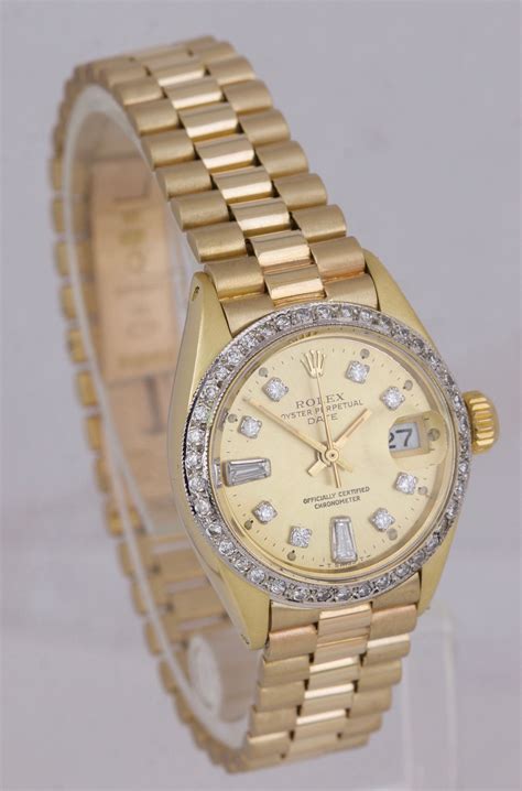 rolex ladies 18k gold|ladies Rolex with diamond bezel.